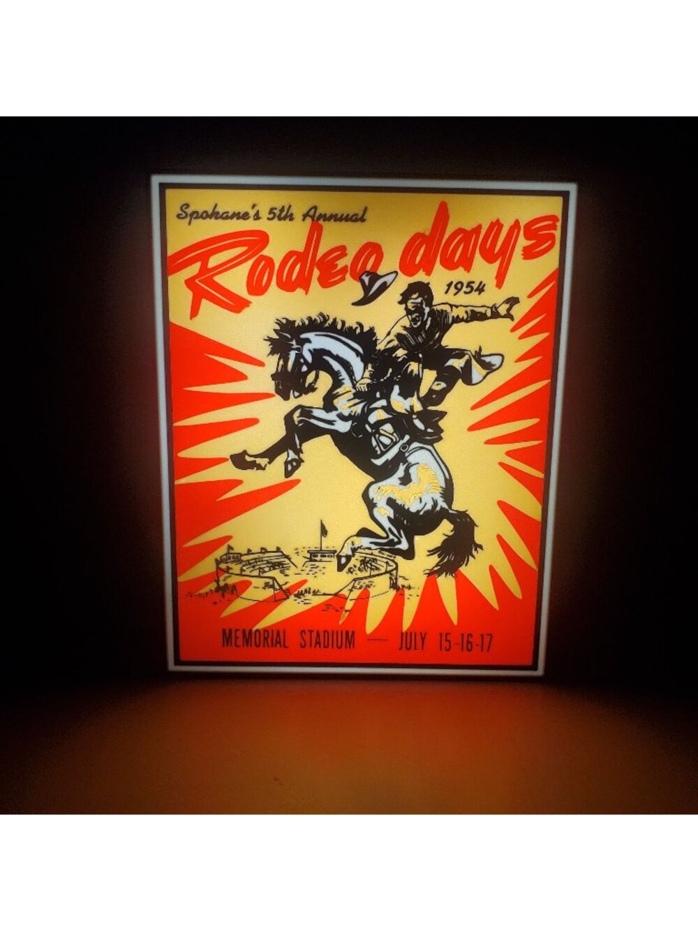 1954 Rodeo Days LED Light Box – Made in the USA | 11" x 7" Vintage Western Wall